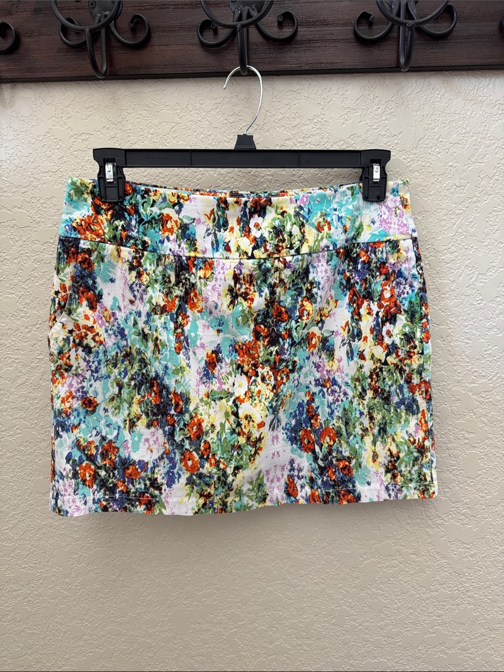 Attyre Floral Mini Skort in Turquoise, Orange, Green, Purple, White